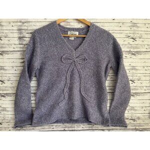 Vintage 90s Jamie Kreitman Purple Sweater Womens Medium  Bow V Neck